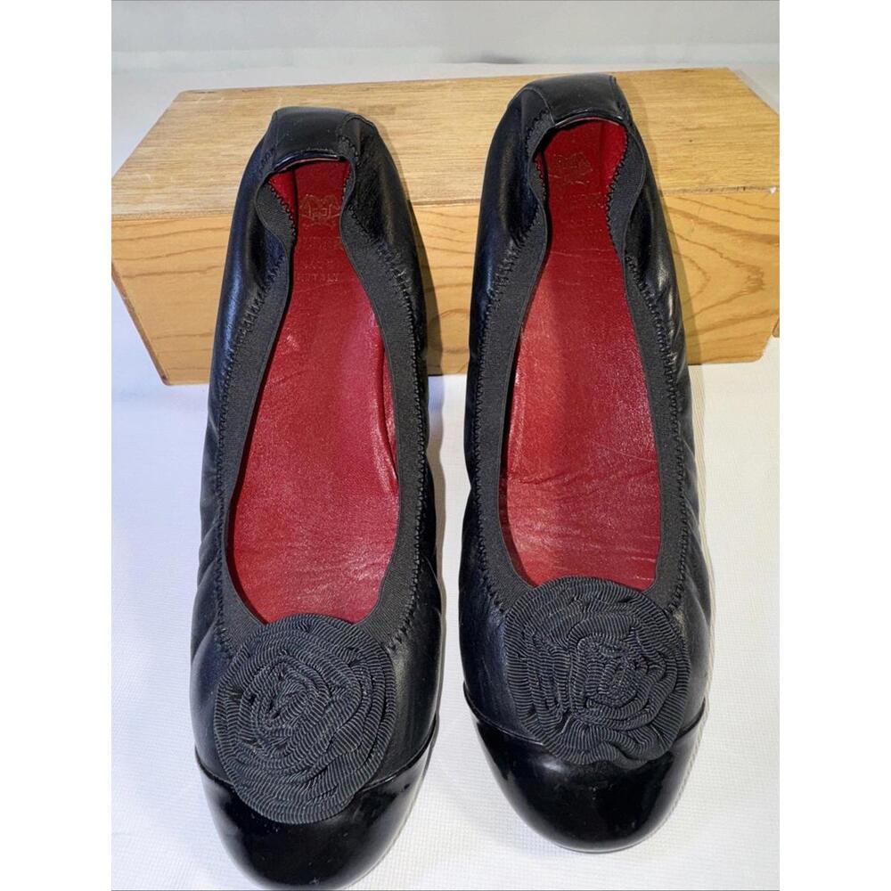 Equerry Italian Black  Flat Shoes Size  Girls EUR 39 With Rosette